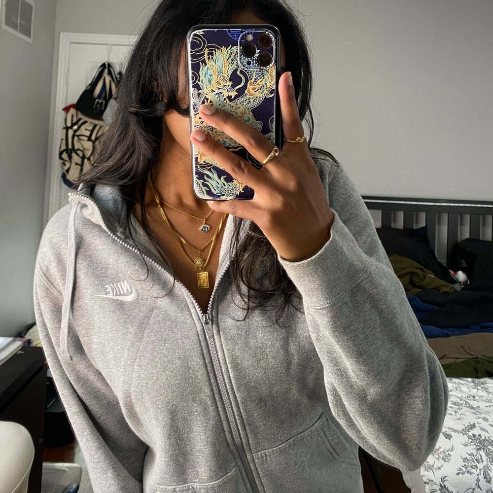grey nike zip hoodie